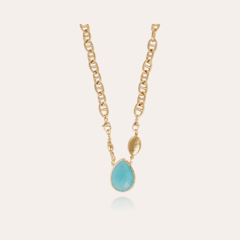 Billy necklace gold - Aqua Calcite