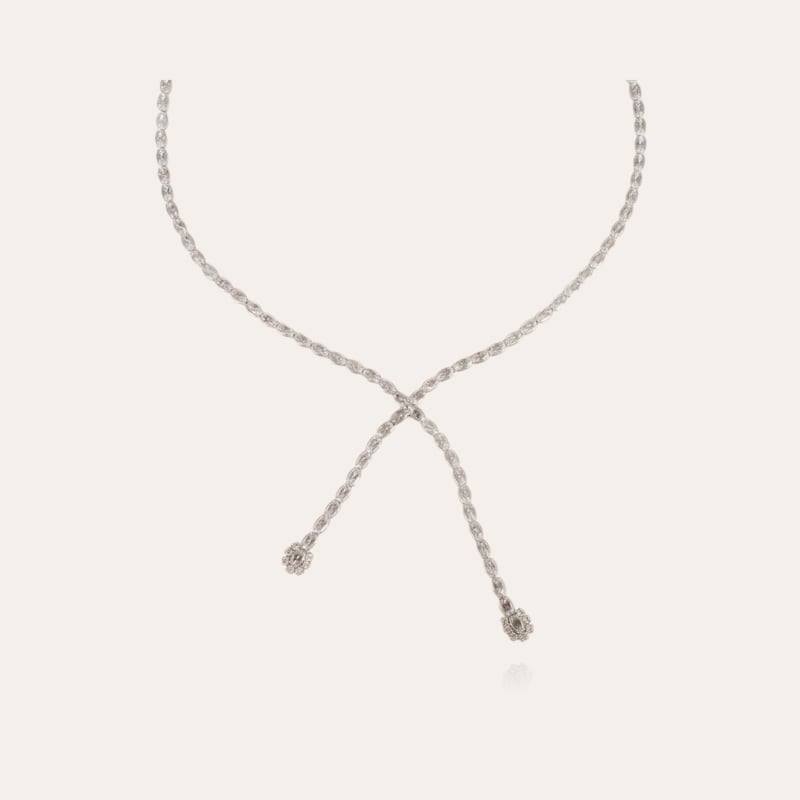 Riviera asymetric necklace rhodium finish