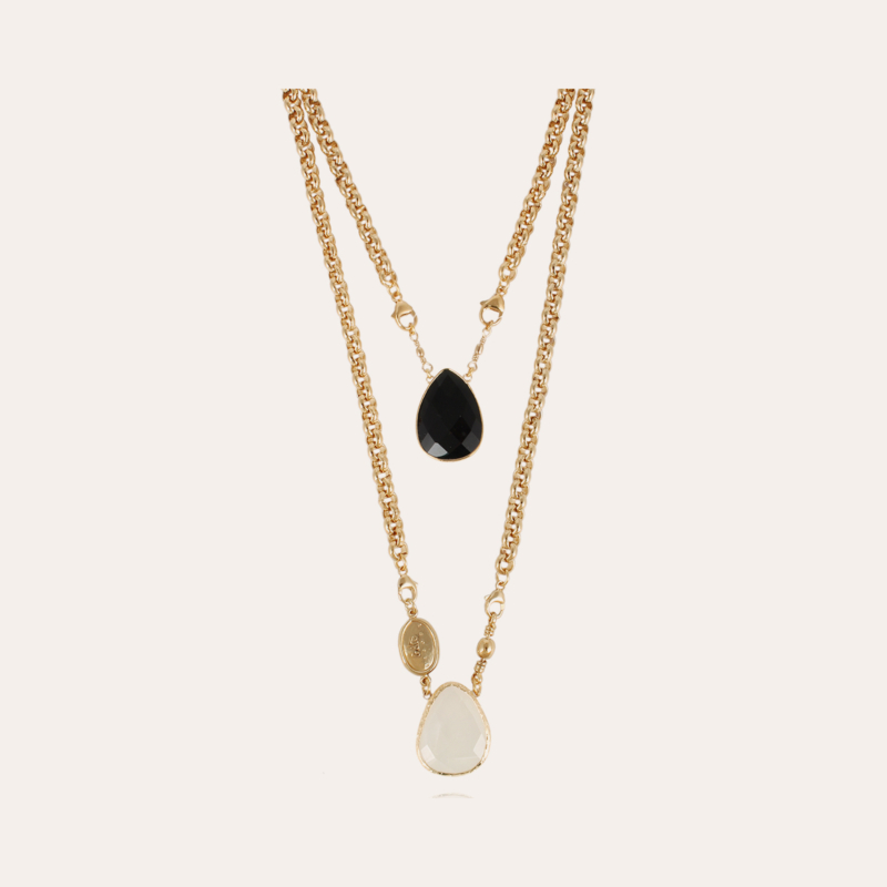 Scapulaire Billy necklace gold - Black Onyx & White Mother-of-pearl