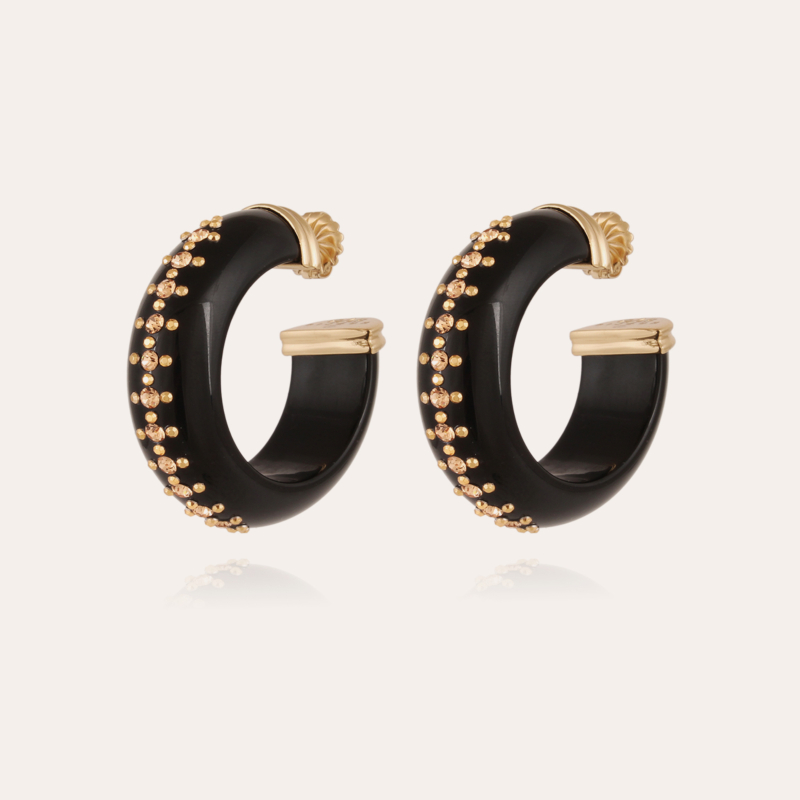 Abalone Calas earrings large size acetate gold - Black