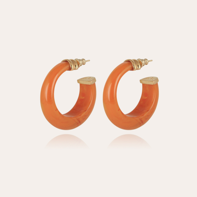 Abalone hoop earrings acetate gold - Amber