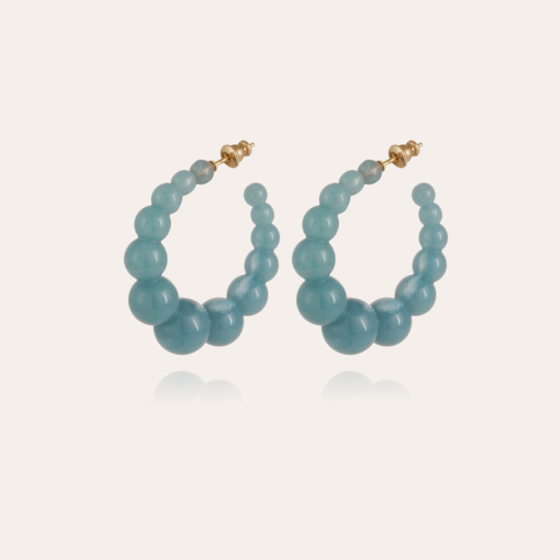 Andy hoop earrings small size acetate gold - Blue