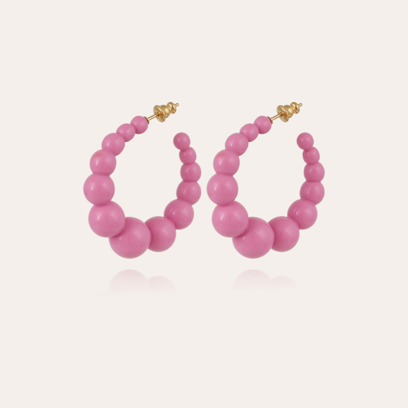 Andy hoop earrings small size acetate gold - Pink