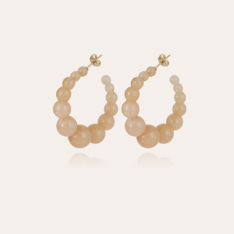 Andy hoop earrings small size acetate gold - Beige