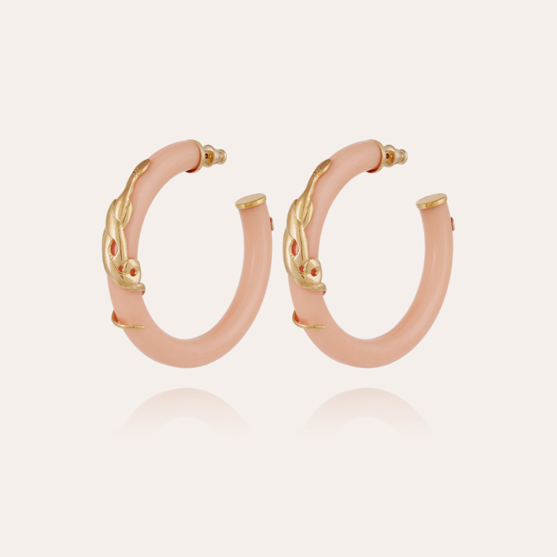 Cobra hoop earrings acetate gold - Pink