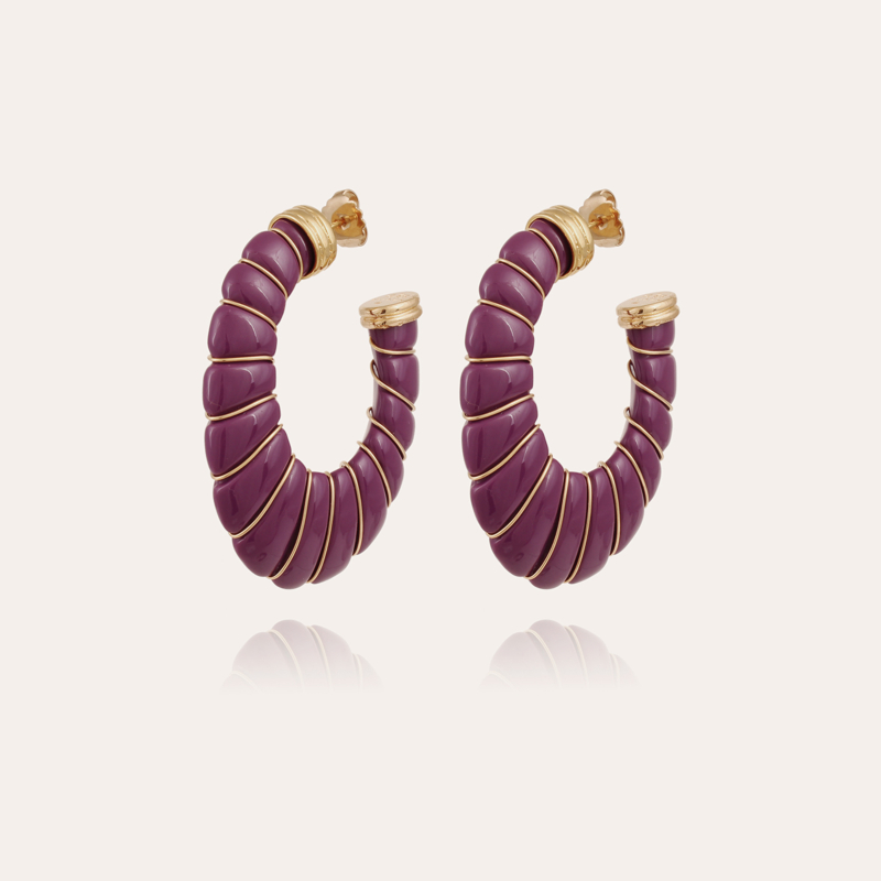 Cyclade earrings large size gold - Purple
