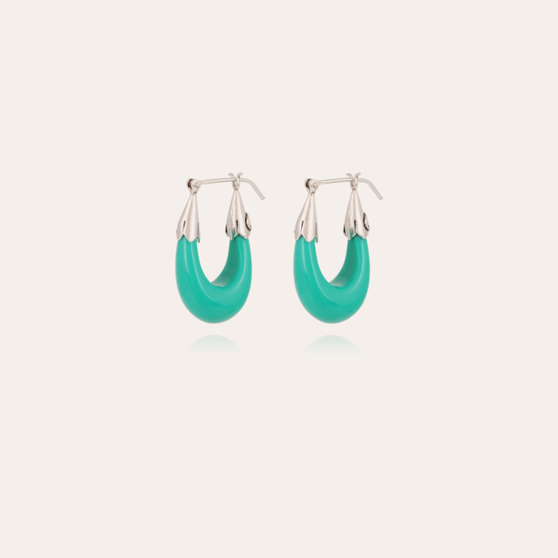 Ecume earrings small size acetate silver - Turquoise
