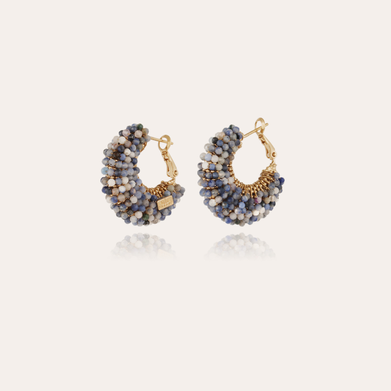 Izzia earrings small size gold - Blue Apatite