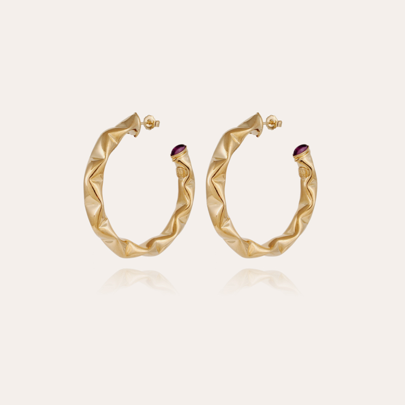 Moki cabochons hoop earrings gold