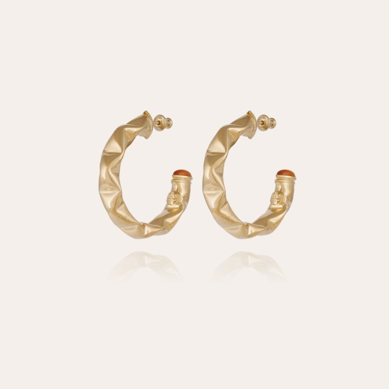 Moki cabochons hoop earrings small size gold