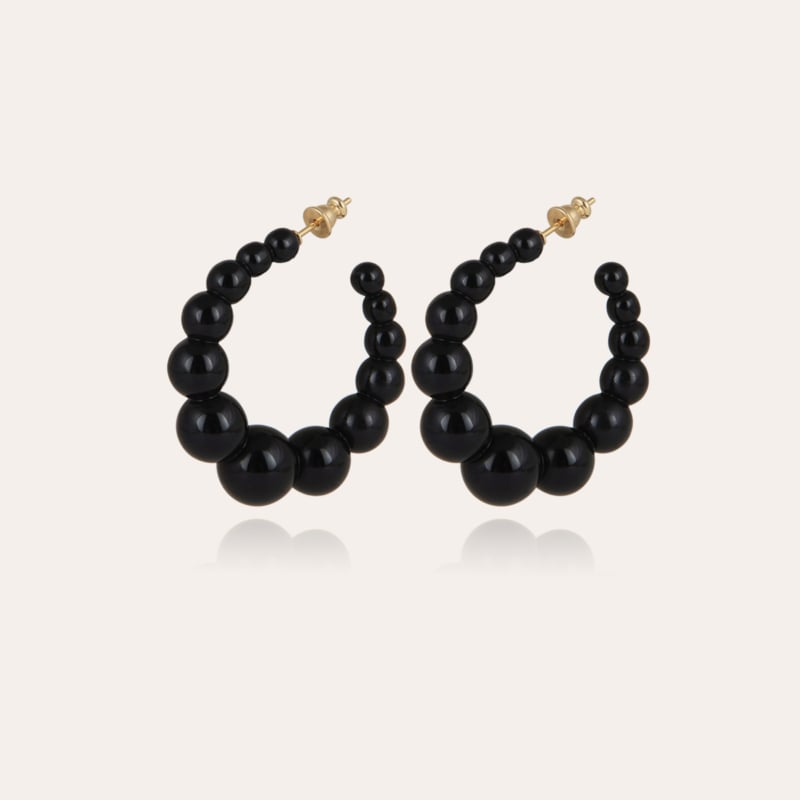 Andy hoop earrings small size acetate gold - Black