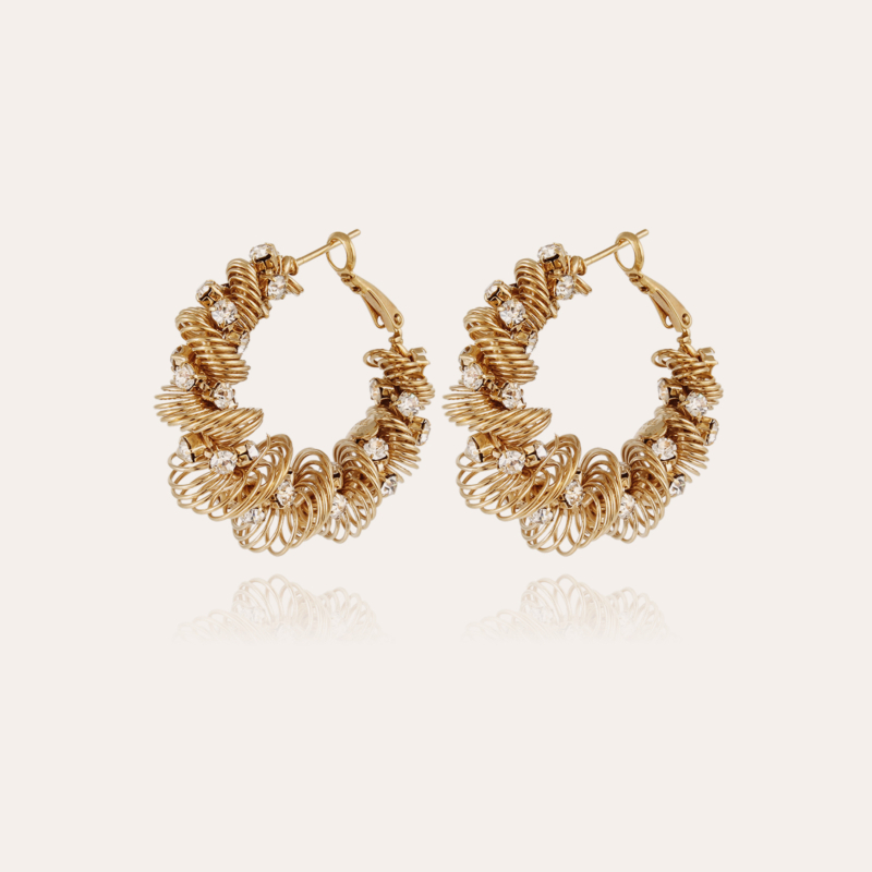Tourbillon strass hoop earrings large size gold 