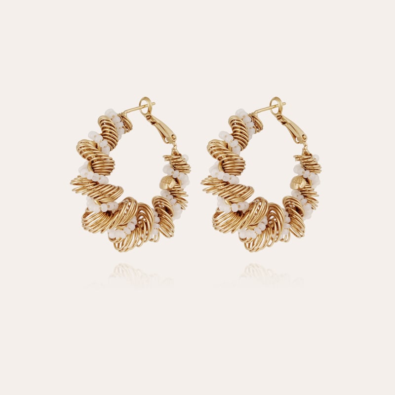 Tourbillon beads earrings large size gold