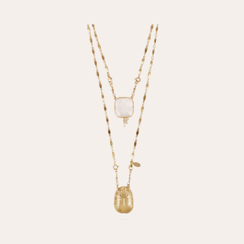 Serti Scaramouche scapulaire necklace gold