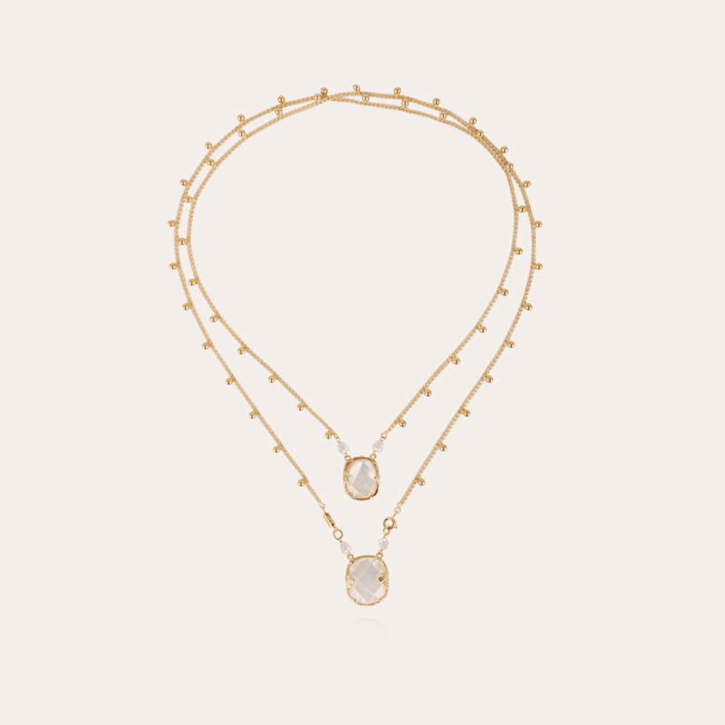Ovo scapulaire necklace gold - White Mother-of-pearl