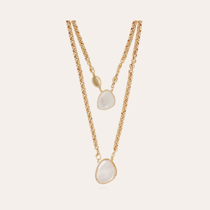 Scapulaire Silia necklace gold - White mother-of-pearl