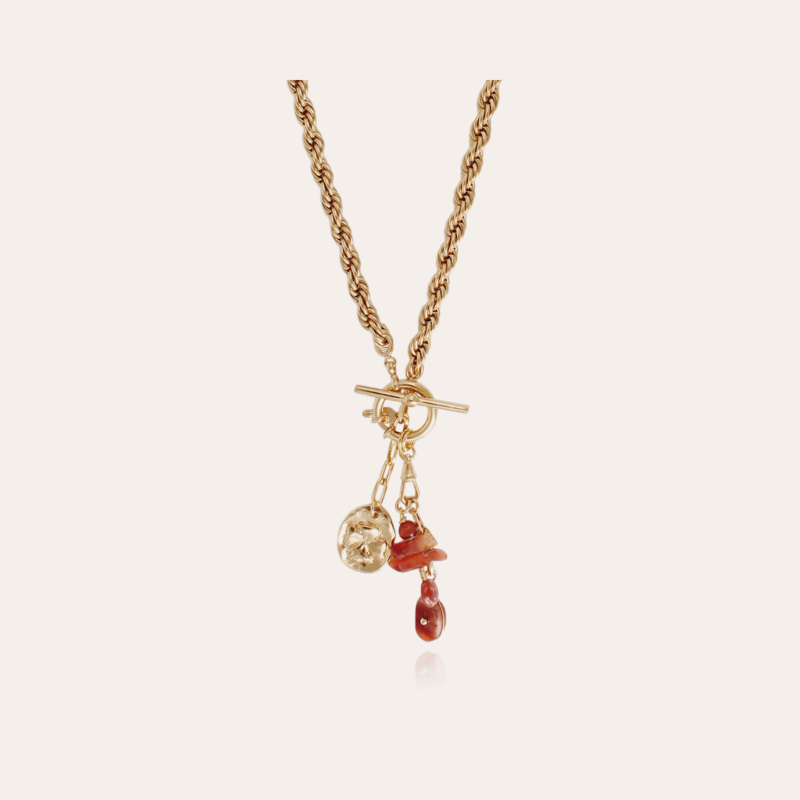 Sueno necklace gold - Carnelian