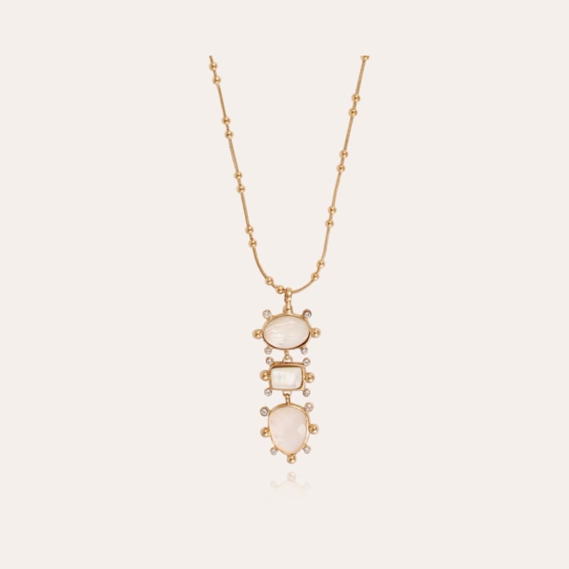 Tiki 3 rows necklace - White Mother-of-pearl