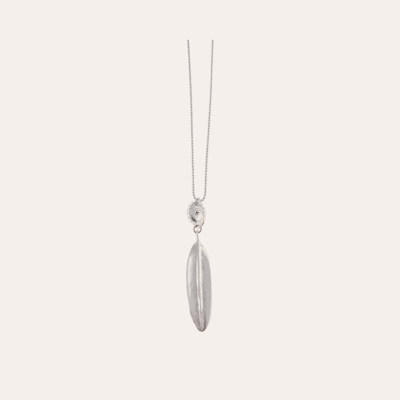 Plume long necklace silver