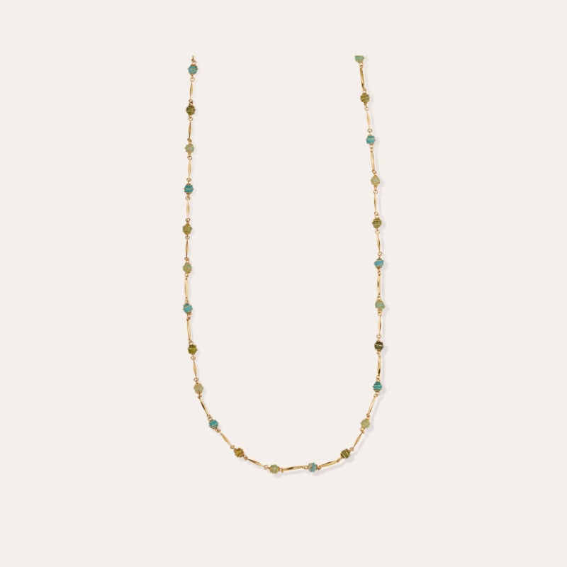 Perla Serti long necklace -  Green Jasper, Aventurine & Troïlite Quartz 