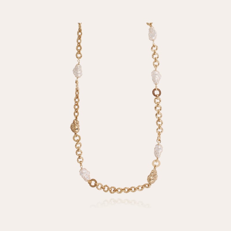 Rainbow Biwa long necklace gold