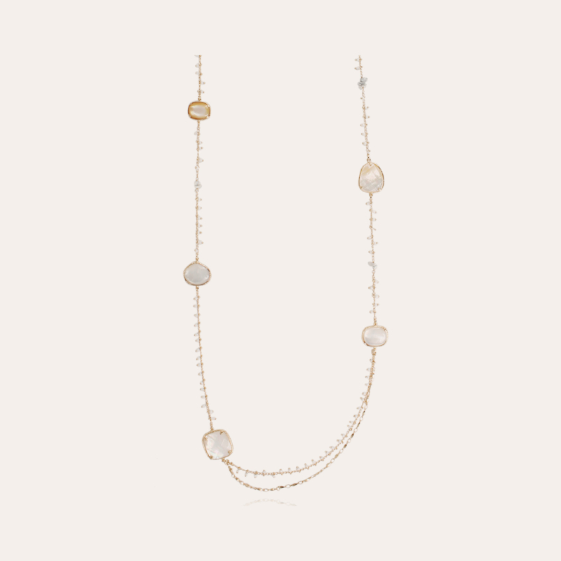 Serti Pondichérie long necklace gold - White Mother-of-pearl