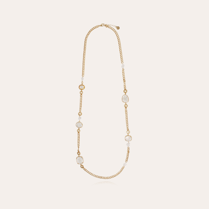 Silene long necklace gold - White Mother-of-pearl