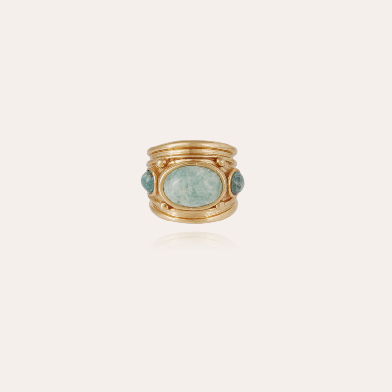 Simone ring gold - Amazonite & blue Apatite