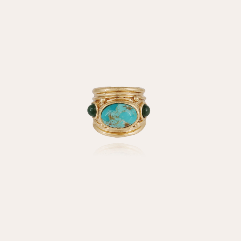 Simone ring gold - Turquoise & Green Onyx