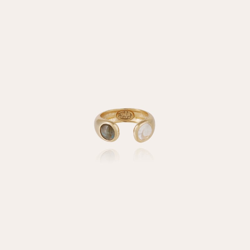 Saint Germain ring gold - Crystal & Labradorite