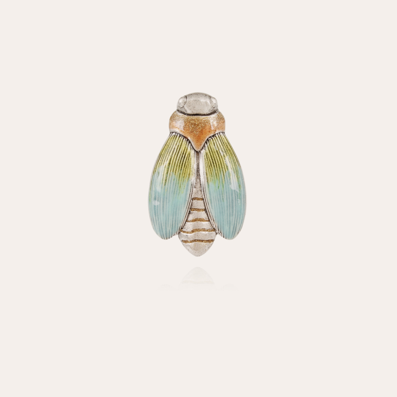 Cicada broach enamel silver 