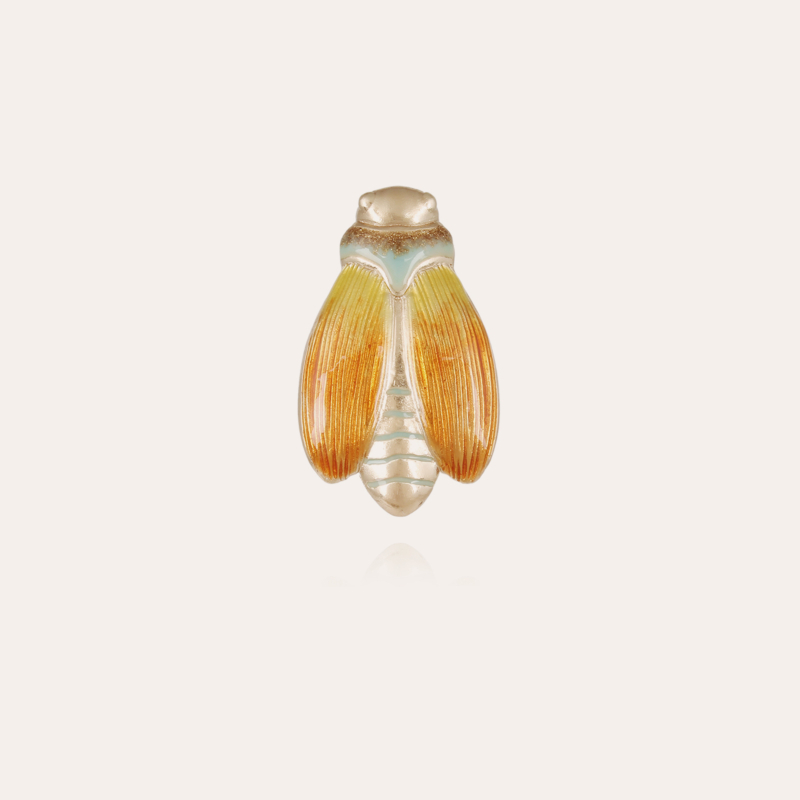 Cicada enamel brooch gold