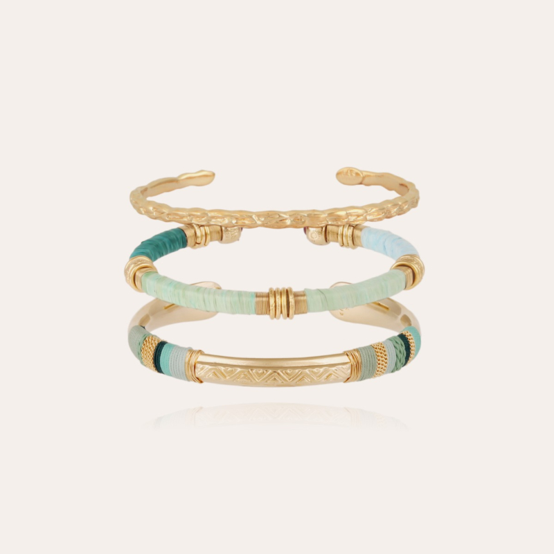 Season bracelets - Liane, Sari raffia & Massai gold