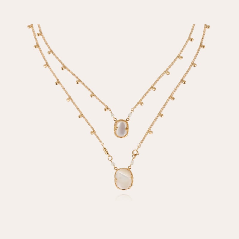 Ovo scapulaire necklace - White Mother-of-pearl