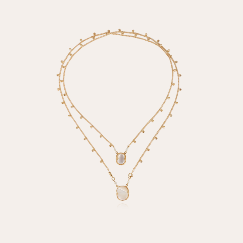 Ovo scapulaire necklace gold - White Mother-of-pearl