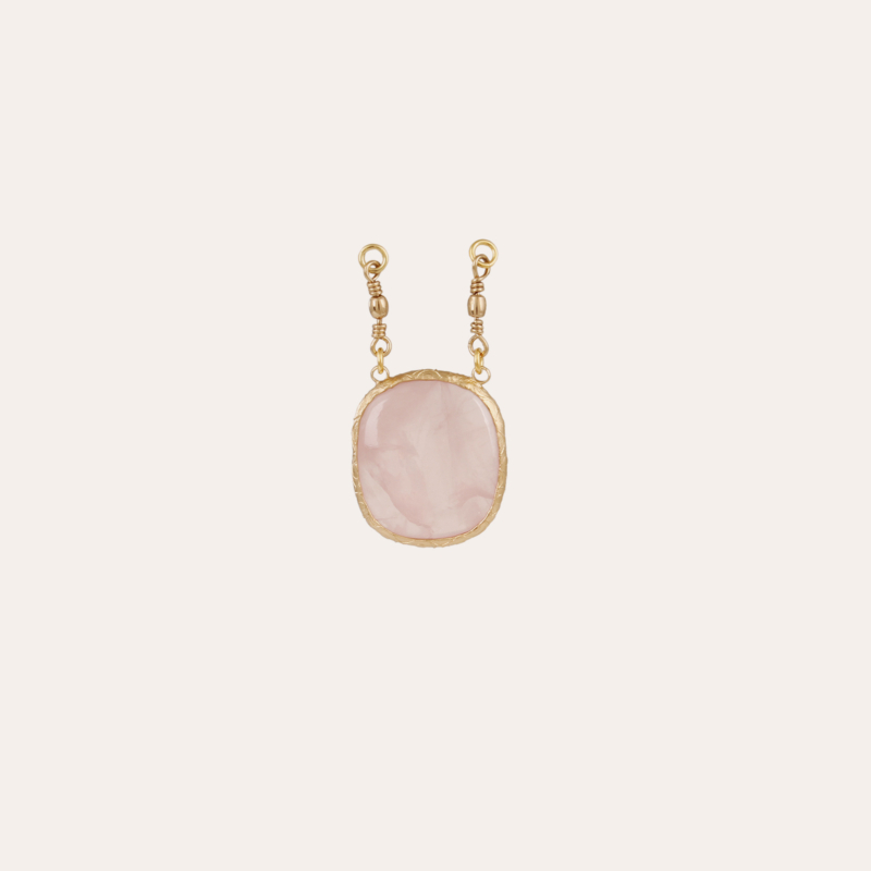 Pendant serti gold - Pink Quartz