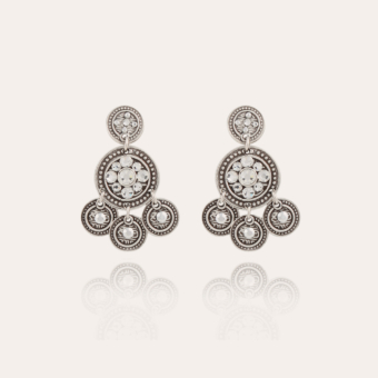Sequin two rows earrings silver