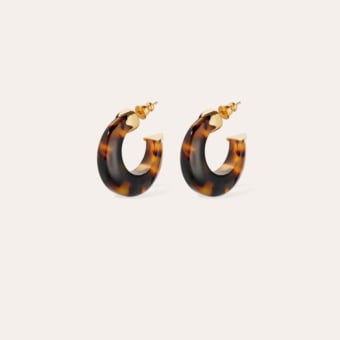 Abalone hoop earrings mini acetate - Tortoise