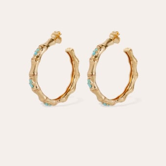 Bambou strass hoop earrings - Turquoise