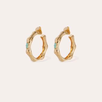 Bambou strass earrings small size - Turquoise