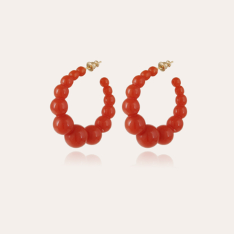 Andy hoop earrings small size gold - Dark red