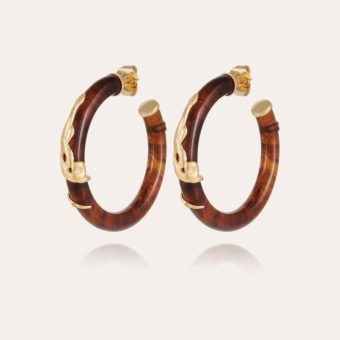 Cobra hoop earrings acetate - Brown