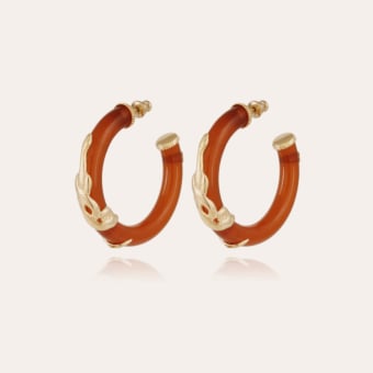 Cobra hoop earrings acetate gold - Brown
