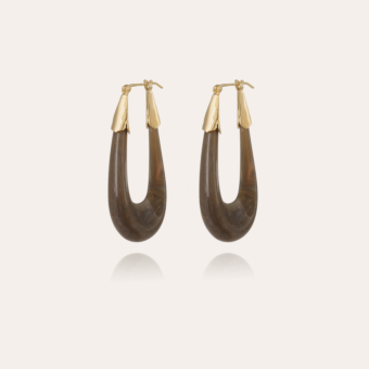 Boucles d'oreilles Écume acétate dorées - Gris