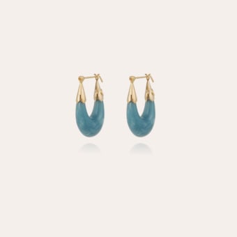 Ecume earrings small size acetate gold - Blue