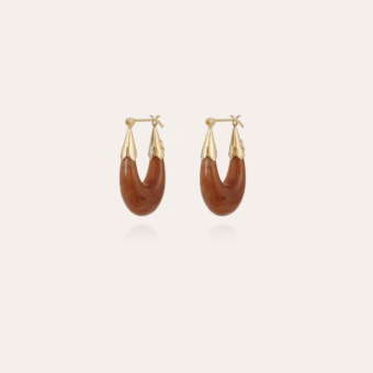 Ecume earrings small size acetate gold - Brown