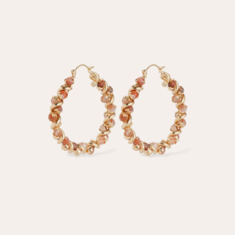 Eurydice hoop earrings - Red Hematoide & Carnelian