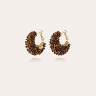 Izzia earrings small size gold - Tiger's eye