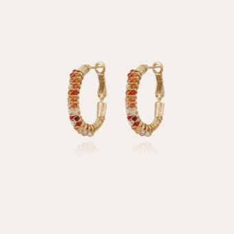 Lyre hoop earrings gold - Carnelian