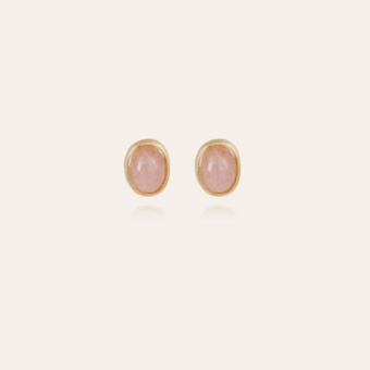 Ovo studs earrings gold - Pink Quartz